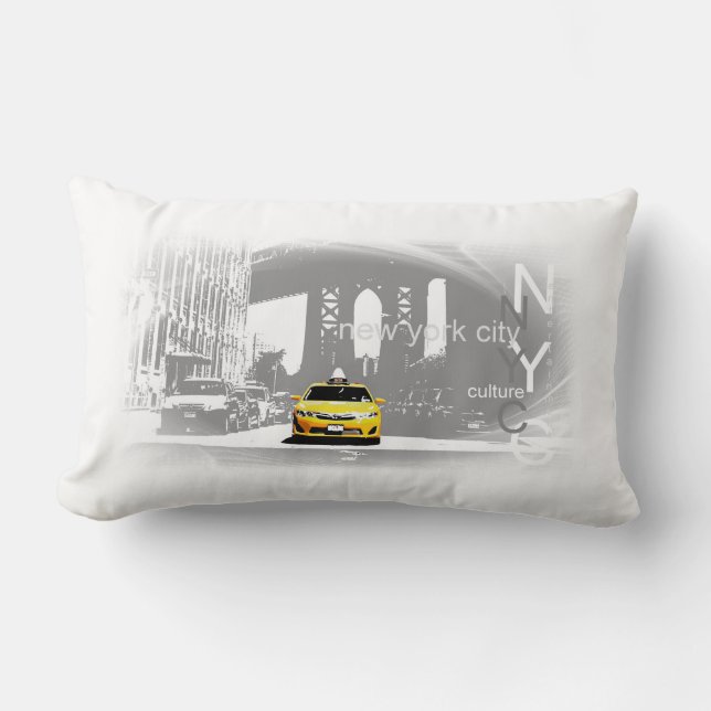Yellow Taxi Brooklyn Bridge Pop Lendenkissen (Vorderseite)