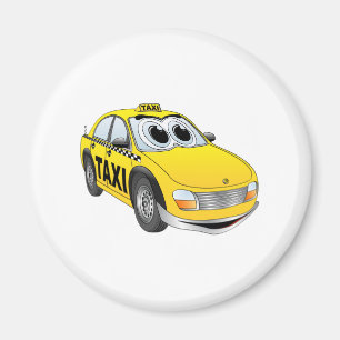 Yellow Taxi Cab Cartoon Magnet