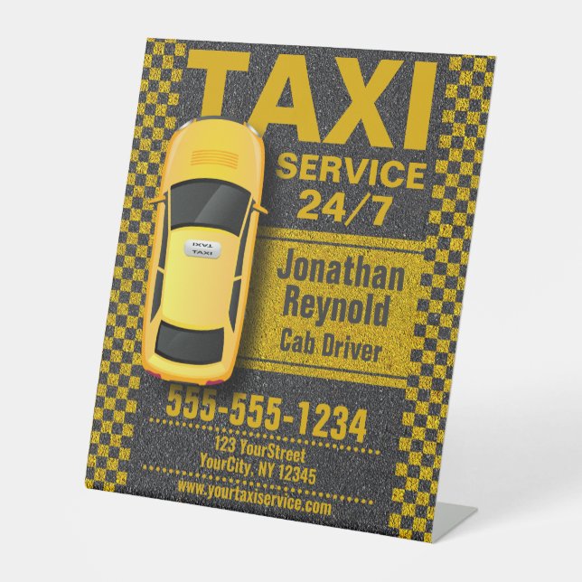 Yellow Taxi Cab Driver Service Sockelschild (Vorderseite)