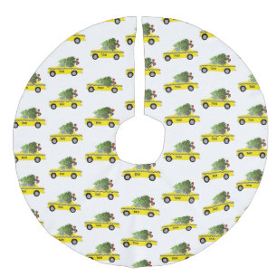 Yellow Taxi Cab NYC Weihnachtsbaumdekor Leinenimitat Weihnachtsbaumdecke