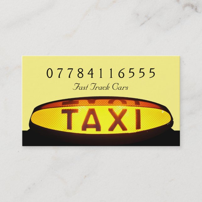 Yellow Taxi Cab Sign Visitenkarte (Vorderseite)