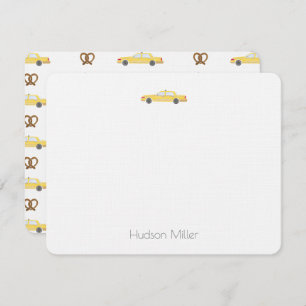 Yellow Taxi Cab und Pretzel NYC Vielen Dank Mitteilungskarte
