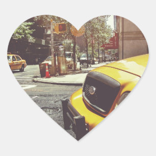 Yellow Taxi Cab von New York City Herz-Aufkleber