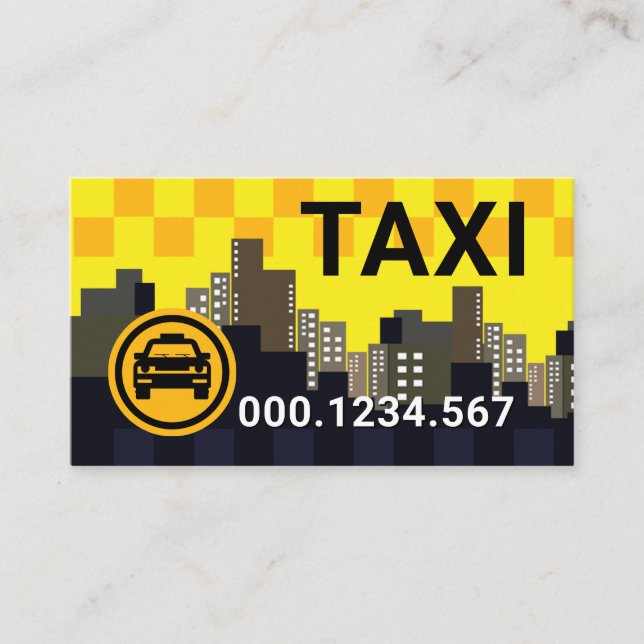 Yellow Taxi Check Box Skyline Cab Driver Visitenkarte (Vorderseite)