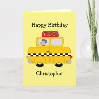 Yellow Taxi Geburtstag Karte