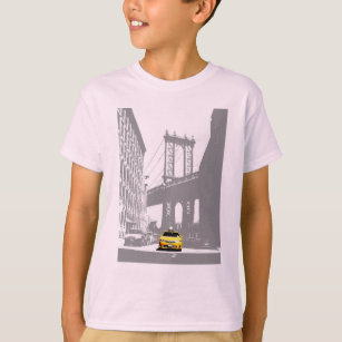 Yellow Taxi New York City Nyc Brooklyn Bridge Boys T-Shirt