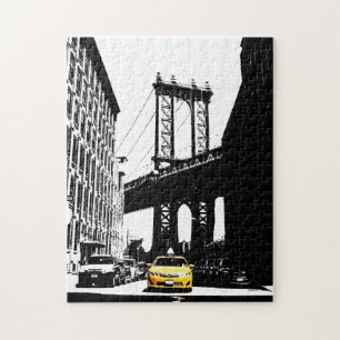 Yellow Taxi New York City Nyc Brooklyn Bridge Puzzle