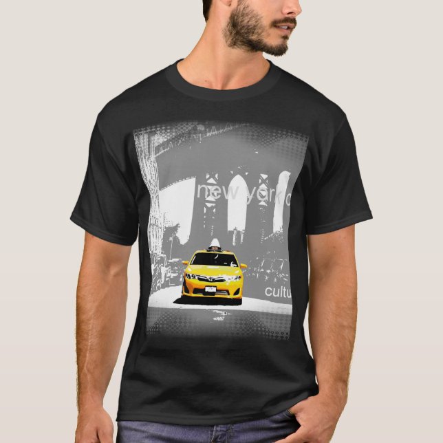Yellow Taxi New York City Nyc Brooklyn Bridge T-Shirt (Vorderseite)