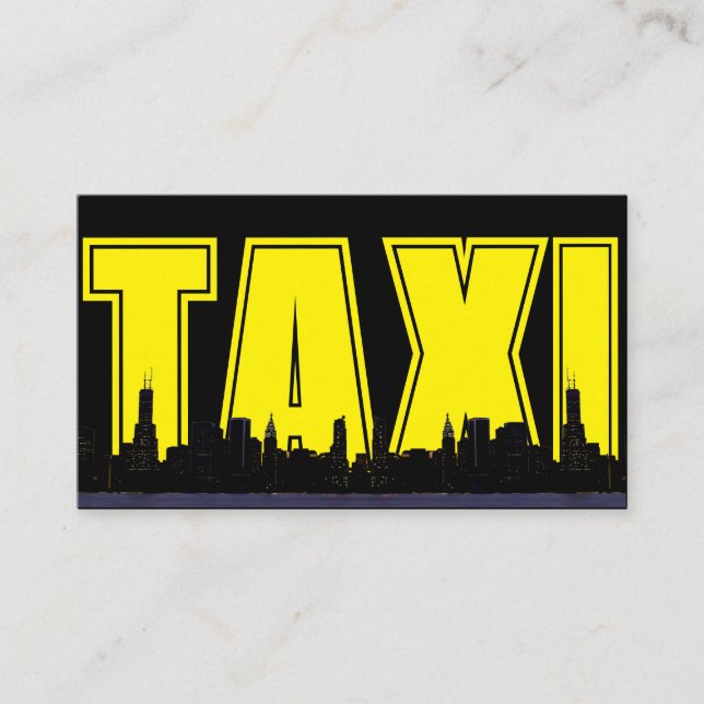 Yellow TAXI-Night City Skyline-Taxifahrer Visitenkarte (Vorderseite)