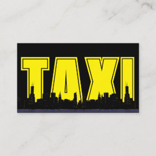 Yellow TAXI-Night City Skyline-Taxifahrer Visitenkarte