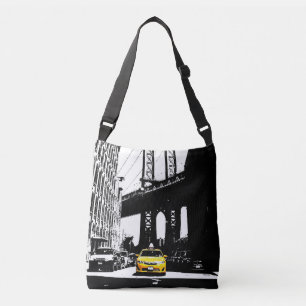 Yellow Taxi Nyc New York City Brooklyn Black Color Tragetaschen Mit Langen Trägern