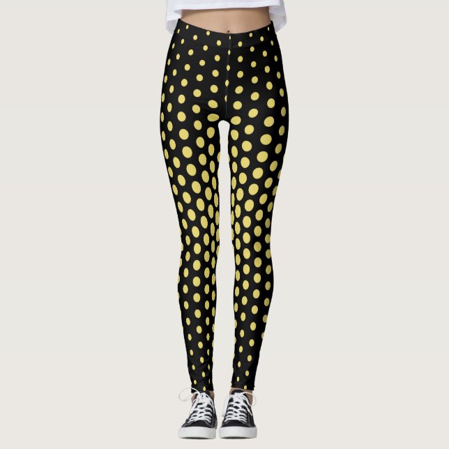 Yellow Techno Dot Pattern Leggings (Vorderseite)