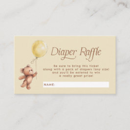 Yellow Teddy Bären Ballon Diaper Raffel Ticket Begleitkarte