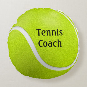 Yellow Tennis Ball Coach Name Rundes Kissen