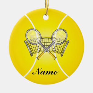 Yellow Tennis Ball personalize Keramik Ornament