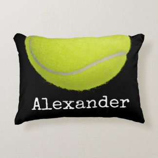 Yellow Tennisball Sportteam Personalisiert Black Dekokissen