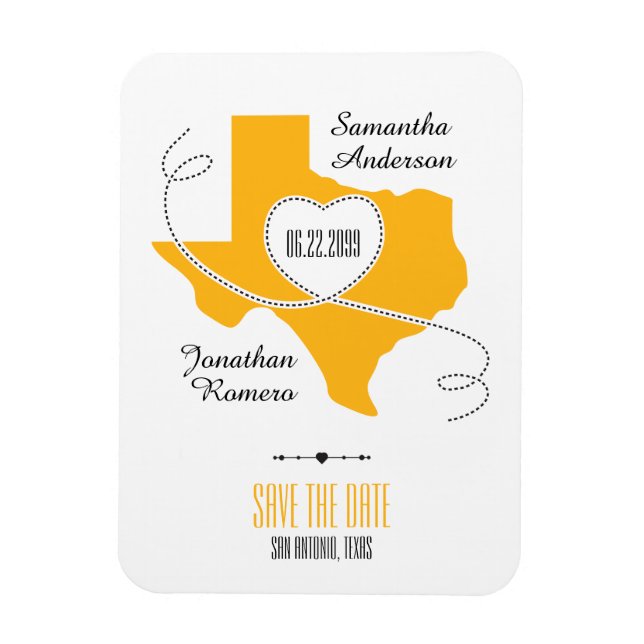 Yellow Texas Curling Ribbon Save the Date Magnet (Vertikal)
