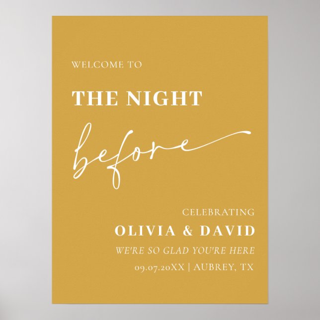 Yellow The Night Before Probe Dinner signieren Poster (Vorne)