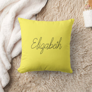 Yellow Throw Pillow ersetzt Name Script Modern Kissen