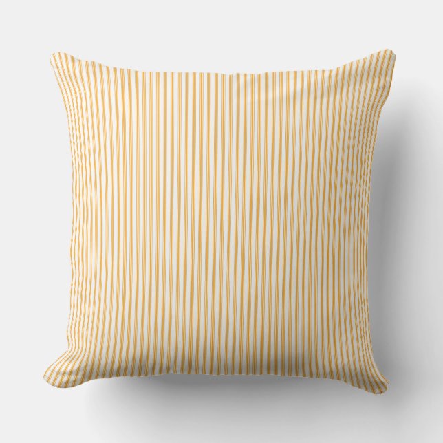 Yellow Ticking Strip Kissen (Vorderseite)