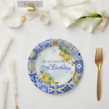 Yellow Tiles Lemons Citrus Gold Frame