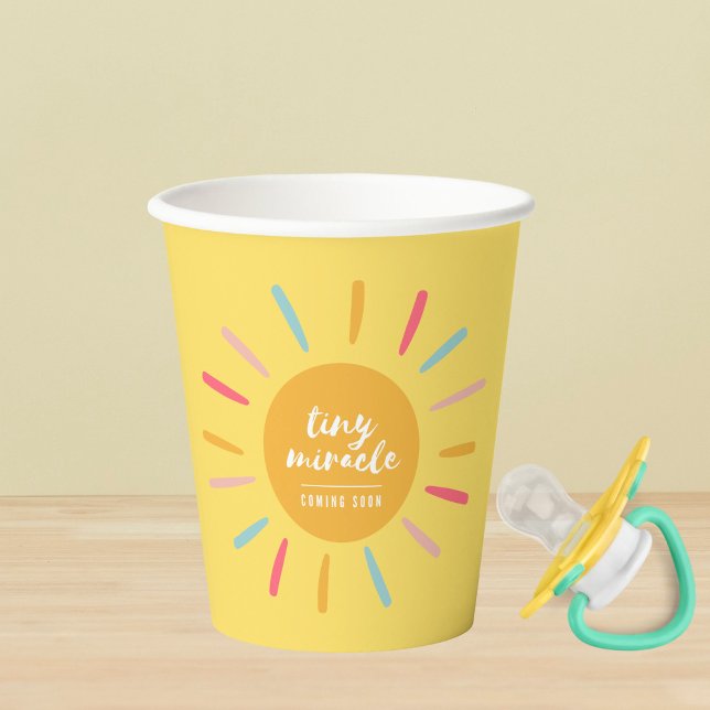 Yellow Tiny Wunder kommt bald, Baby Dusche Pappbecher (Von Creator hochgeladen)