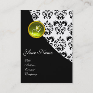 YELLOW TOPAZ DAMASK MONOGRAMM VISITENKARTE