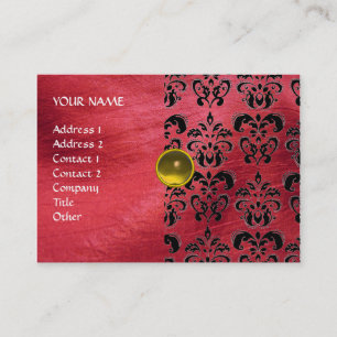 YELLOW TOPAZ MON , RED DAMASK SILK , Grau Agatha Visitenkarte