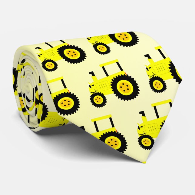 Yellow Tractor Design Krawatte (Gerollt)