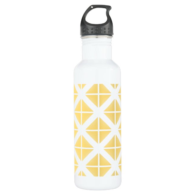 Yellow Trendy Triangle Pattern Edelstahlflasche (Vorderseite)