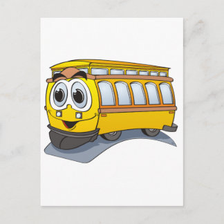 Yellow Trolley Cartoon Postkarte