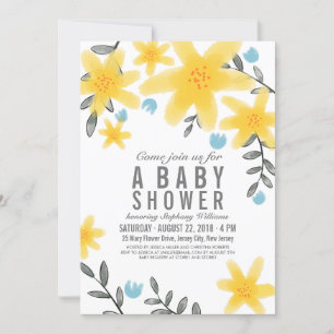 Yellow Tropical Floral Baby Dusche Invite Girl Einladung
