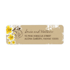 Yellow Tropical Hibiskus Wedeladressen-Labels
