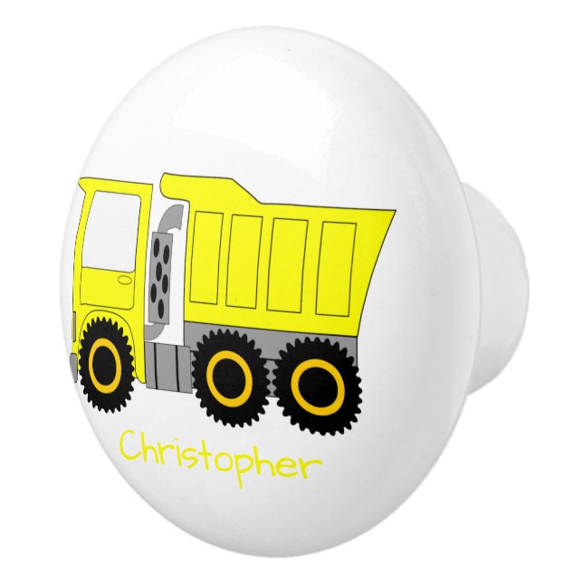 Yellow Truck Design Personalised Keramikknauf (Rechts)