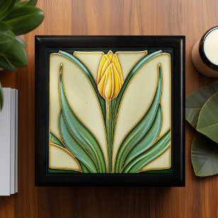 Yellow Tulip Art Nouveau Art Deco Juwelier Erinnerungskiste
