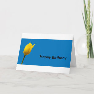 Yellow Tulip Blue Birthday Card (Customisable) Karte