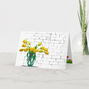Yellow Tulip Bouquet auf Brick Birthday Card Karte