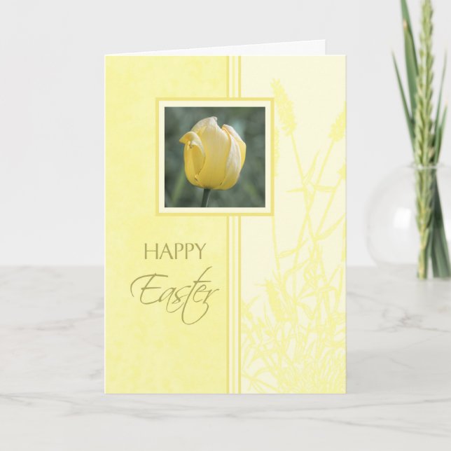 Yellow Tulip Happy Oaster Card Feiertagskarte (Vorderseite)