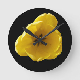 Yellow Tulip Wall Clock Runde Wanduhr