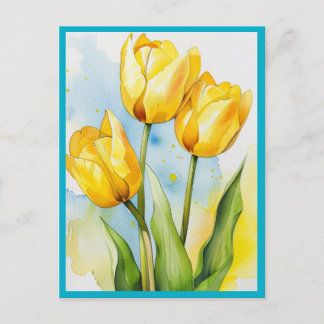 YELLOW TULIPS Postcard Postkarte