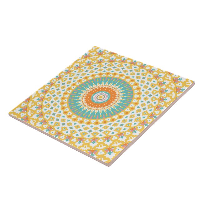 Yellow Turquoise Mandala Fliese (Seite)