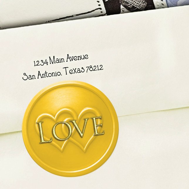 Yellow Two Hearts Intertwined Wedding Runder Aufkleber (Von Creator hochgeladen)