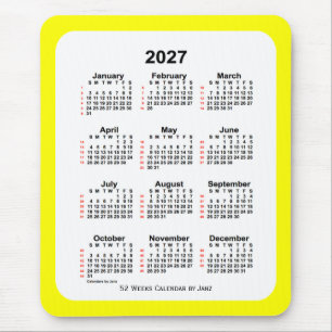 Yellow Two Tone 52 Week Calendar von Janz 2027 Mousepad