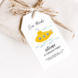 Yellow U-Boot-Kindergeburtstag Vielen Dank Tag Geschenkanhänger