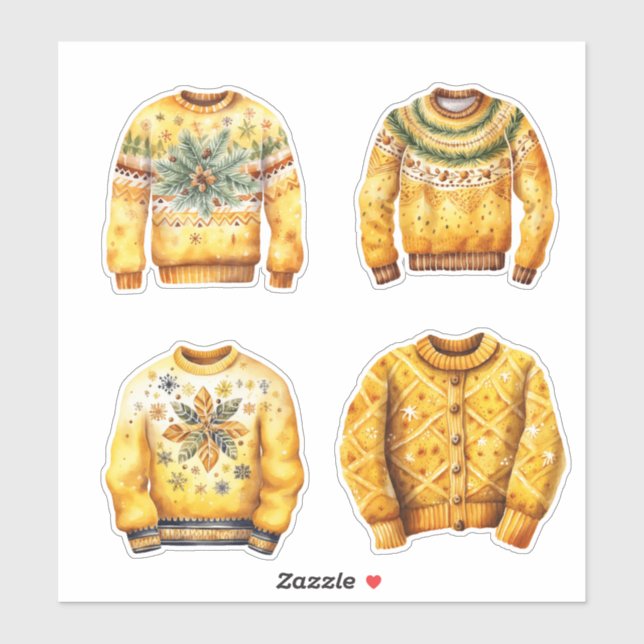 Yellow Ugly Christmas Sweaters Aufkleber (Blatt)