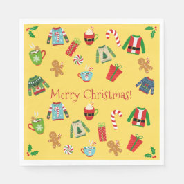 Yellow Ugly Sweater Party Serviette