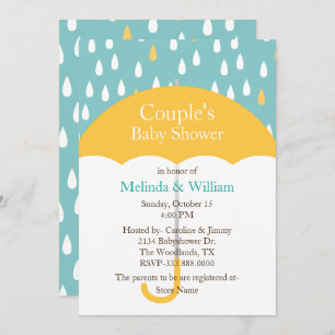 Yellow Umbrella Babydusche Einladung