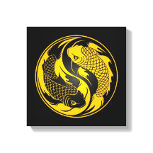 Yellow und Black Yin Yang Koi Fish