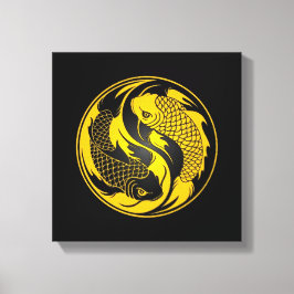 Yellow und Black Yin Yang Koi Fish Leinwanddruck