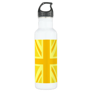 Yellow Union Jack Britische Flagge Hintergrund Edelstahlflasche